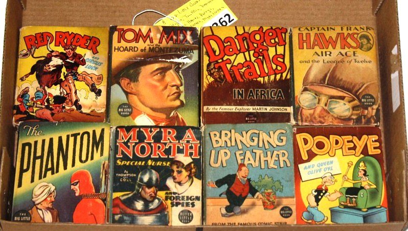 BIG LITTLE BOOKS: LOT 8 BIG LITTLE BOOKS - RED RYDER, TOM MIX, DANGER TRAILS, CAPT. HAWKS, POPEYE, BRINGING UP FATHER, MYRA NORTH & PHANTOM