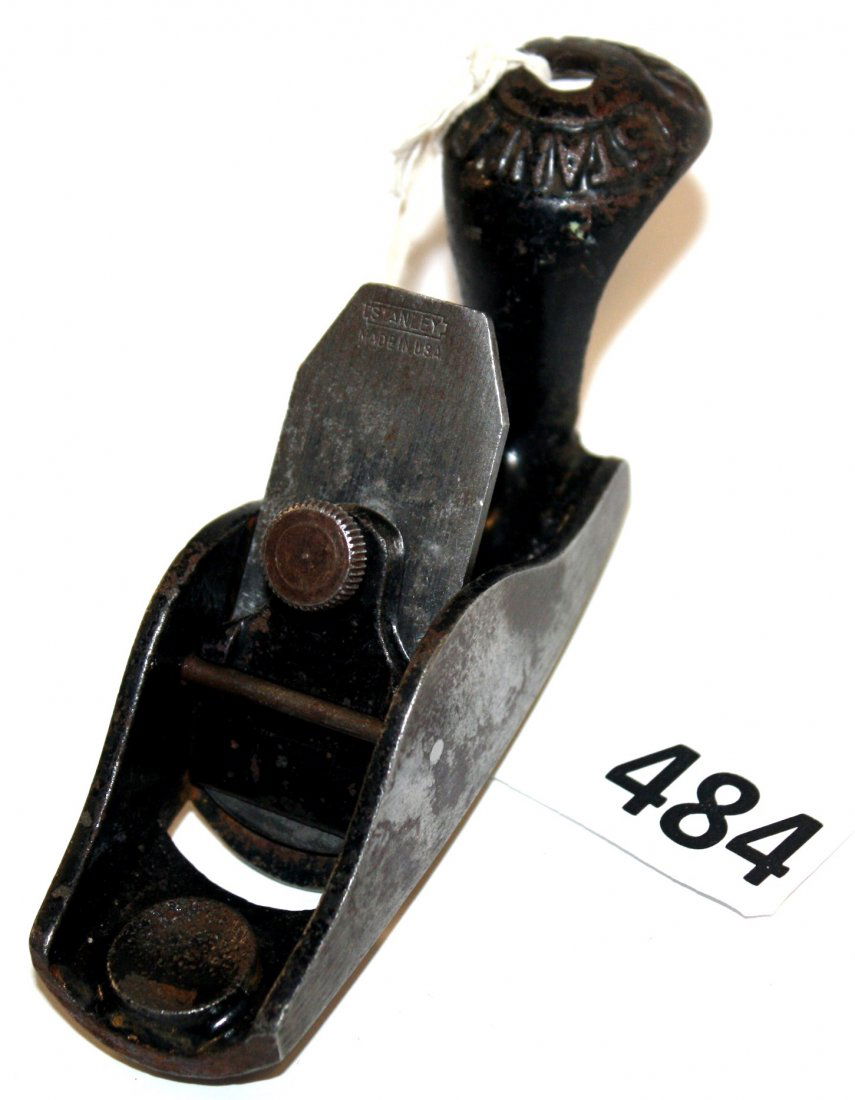 STANLEY BLOCK PLANE: STANLEY 100 1/2 BLOCK PLANE - SQUIRREL TAIL MODEL, BLOCK CURVED BOTTOM, BLACK LEVEL CAP