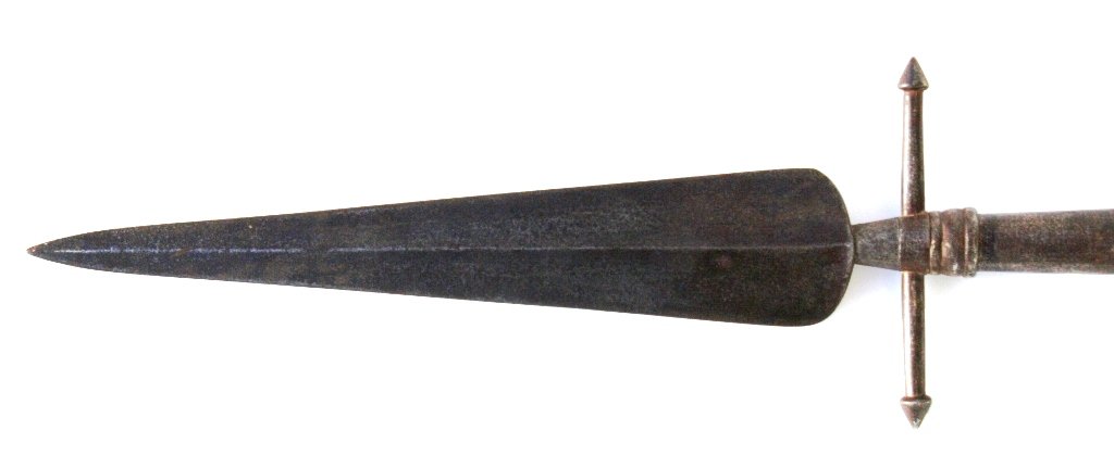 SPEARPOINT: UNUSUAL SPEAR POINT BLADE MEASURES 12" IN LENGTH, OVERALL LENGTH 26 1/2" LONG