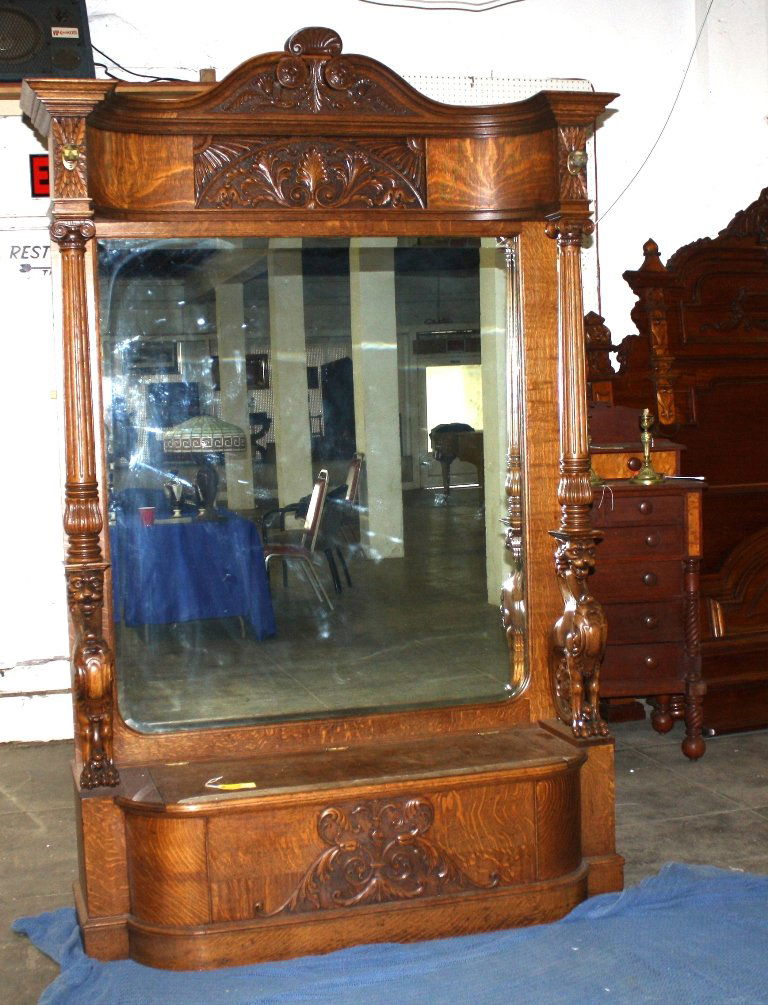 CARVED OAK HALL TREE May 19, 2013 Hewlett's Auctions in CA