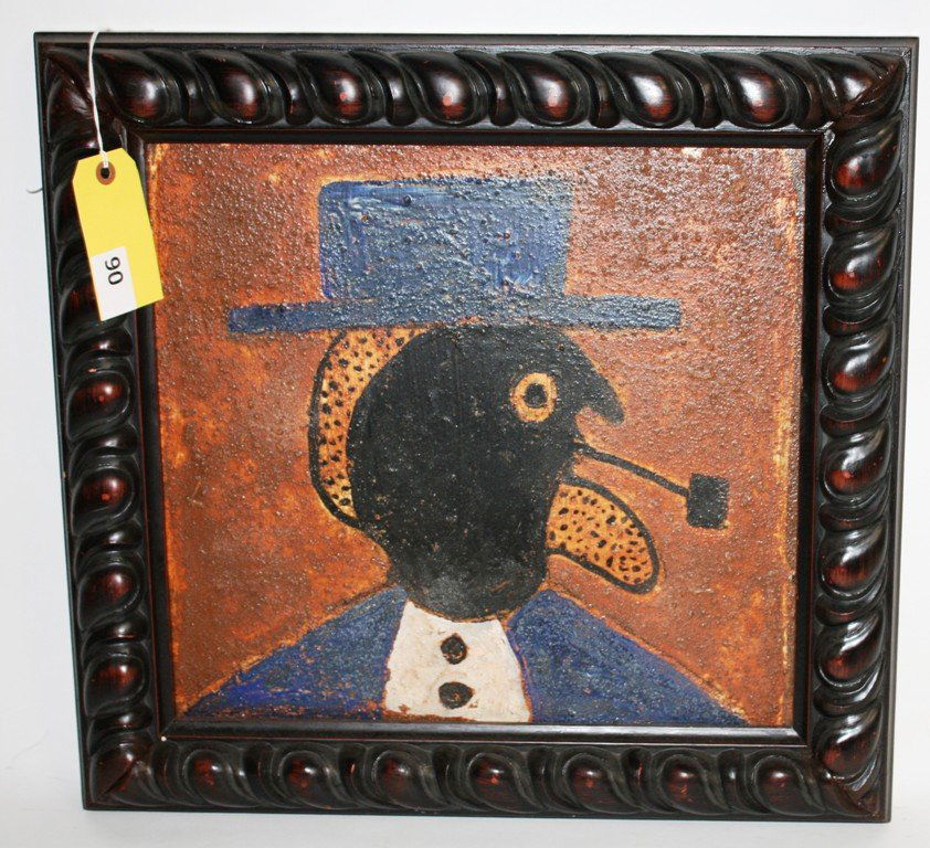 STEVEN CHANDLER PAINTING: BILL TRAYLOR PORTRAIT BY STEVEN CHANDLER MEASURING 19 1/2'' X 20 1/2'' FRAMED PAINTING