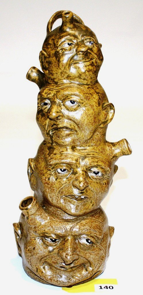 JASON MAHLKE JUG: TOTEM FACE JUG BY JASON MAHLKE MEASURING 18'' TALL
