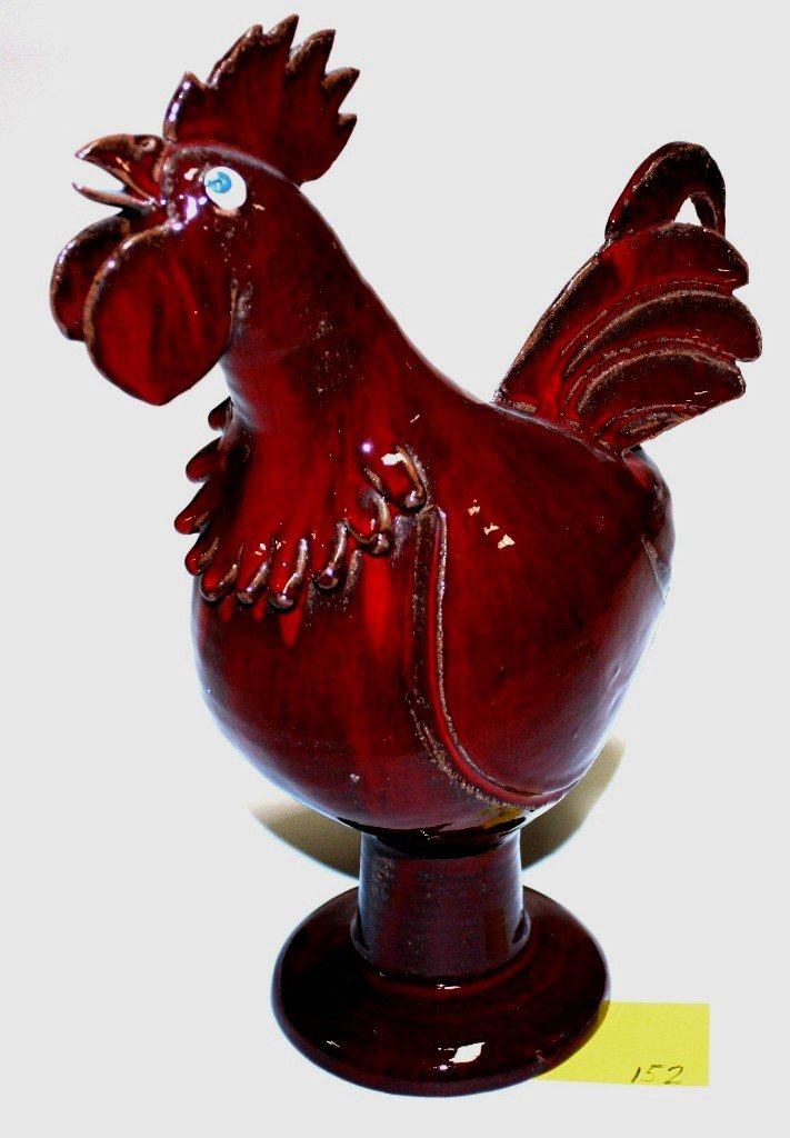 A.V. SMITH ROOSTER: POTTERY ROOSTER BY A.V. SMITH MEASURING 15'' TALL