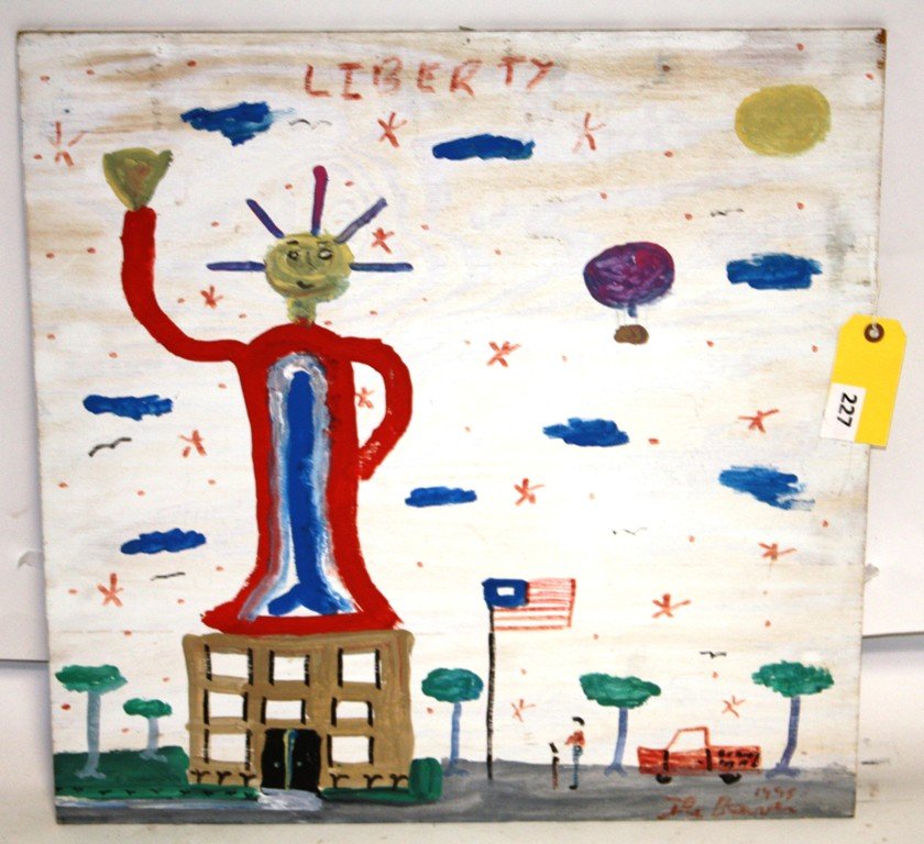STATUE OF LIBERTY PAINTING: STATUE OF LIBERTY BY ''THE BEAVER'' MEASURING 24'' X 24'' PAINTING ON BOARD