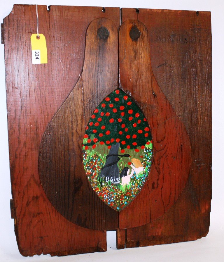 PAINTING BY BERNICE SIMS: ''ADAM & EVE'' PAINTING BY BERNICE SIMS ON BOARD, 29''X33''