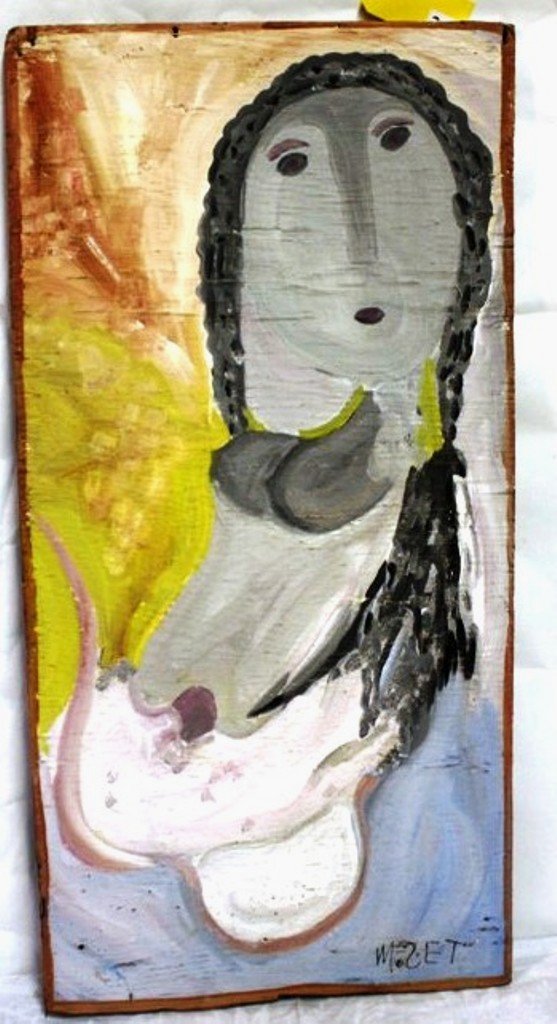 MOSE TOLLIVER PAINTING: ''LADY LOVE'' PAINTED BY MOSE TOLLIVER 17 1/2'' X 35'' ON BOARD
