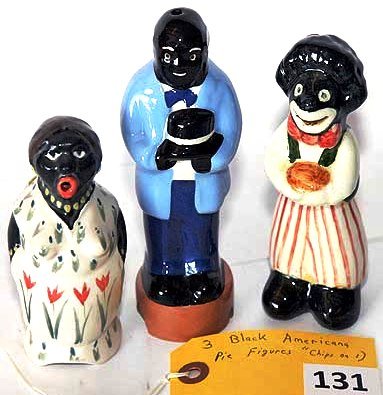 BLACK AMERICANA: BLACK AMERICANA PIE FIGURES (3), CHIPS ON ONE FIGURE