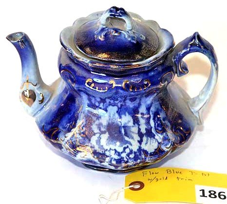 FLOW BLUE TEA POT: FLOW BLUE TEA POT WITH GOLD TRIM