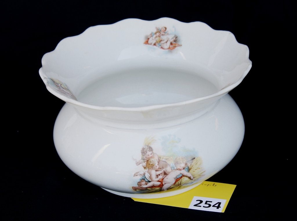 SPITTOON: FANCY LADY'S SPITTOON WITH CUPID DESIGN