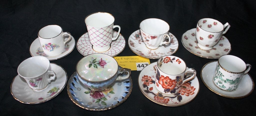 CUP & SAUCERS: LOT 8 CUP & SAUCERS: MINTON, ANSLEY, USA & MORE