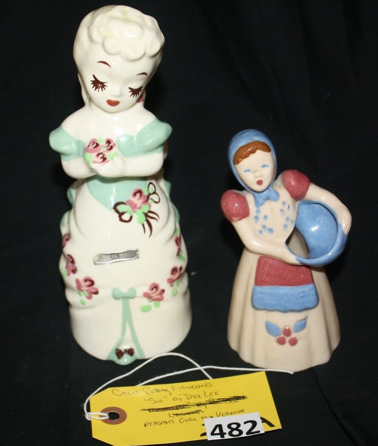 CALIFORNIA POTTERY: CALIFORNIA POTTERY FIGURINES - ''SUE'' BY DEE LEE & PEASANT GIRL BY VERNON
