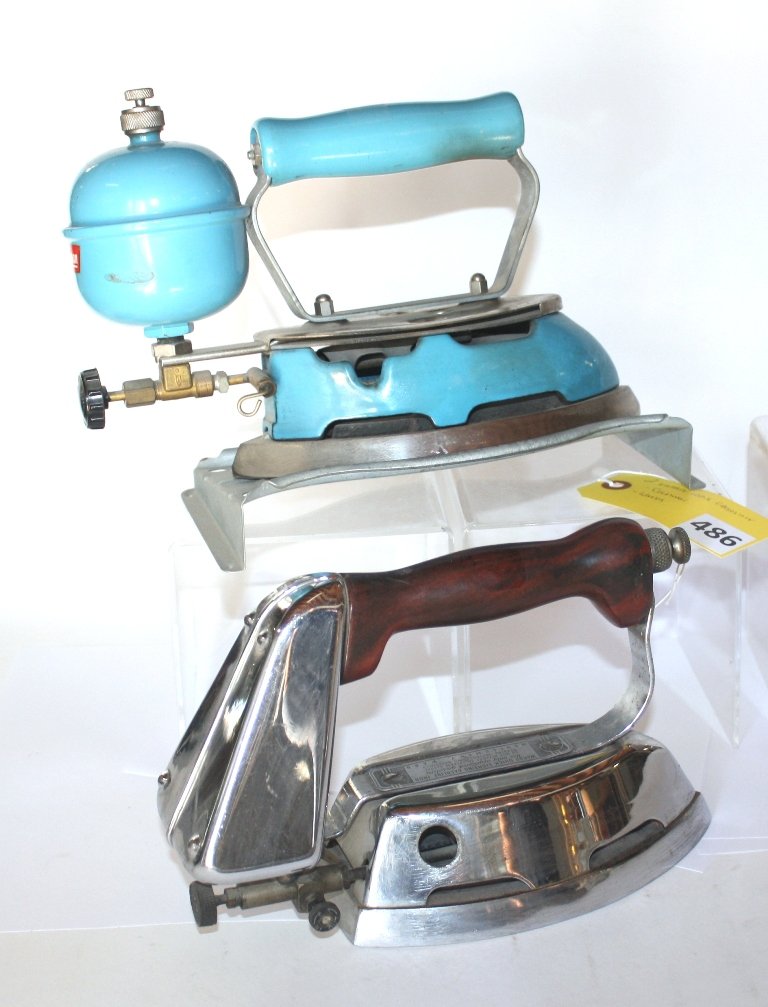 GASOLINE IRONS: 2 VINTAGE GASOLINE IRONS - COLEMAN & WARDS