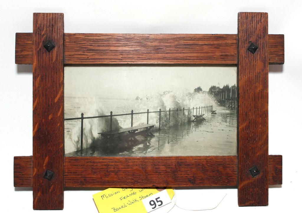 MISSION STYLE FRAME: MISSION STYLE FRAME WITH BOARD WALK STORM PICTURE