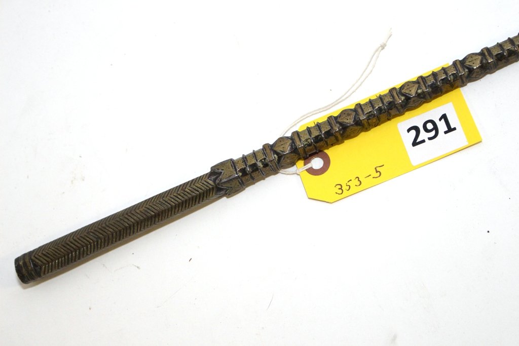 SPEAR POINT: HEAVY SILVER ENGRAVED SPEAR POINT - 22 1/2'' LONG
