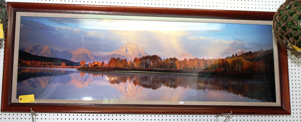 THOMAS MANGELSEN: ''SETPEMBER SHOWERS, OXBOW BEND'' BY THOMAS MANGELSEN SIGNED ORIGINAL PHOTO 21 1.4'' X 67 1/4'' PLUS FRAMING