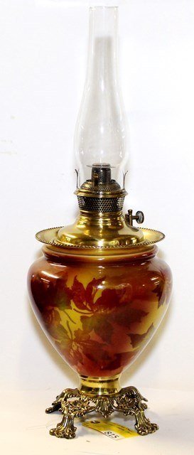 GONE WITH THE WIND LAMP: GONE WITH THE WIND LAMP BASE, WITH AUTUMN LEAVES MOTIF