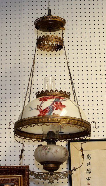 LIBRARY LAMP: LIBRARY LAMP WITH 14'' SHADE AND MISMATCHED FOUNT