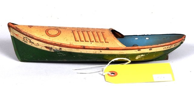 CHEIN TOY BOAT: Chein Toy Tin Boat, condition a 4
