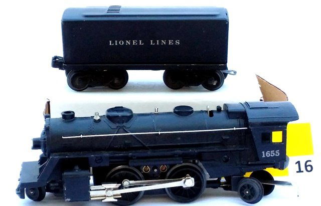 LIONEL 1655 2-4-2 LOCOMOTIVE WITH 6654W TNDR, RUNS AND: LIONEL 1655 2-4-2 LOCOMOTIVE WITH 6654W TNDR, RUNS AND IS IN EXCELLENT CONDITION