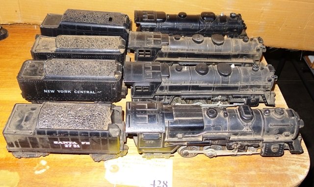 LIONEL & MARX ENGINE & TENDERS: ONE LIONEL ENGINE WITH TENDER & (3) MARX ENGINE WITH TENDERS, AS IS
