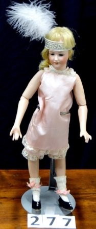 CUNO & OTTO DRESSEL BISQUE HEAD FLAPPER DOLL: CUNO & OTTO DRESSEL BISQUE HEAD FLAPPER DOLL, BALL JOINTED LADY BODY, GLASS EYES, OPEN MOUTH, 15'' TALL. GOOD CONDITION