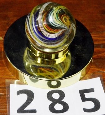 GERMAN SWIRL MARBLE: RARE COMPLEX RIBBON CORE GERMAN SWIRL MARBLE, MINOR CHIPS