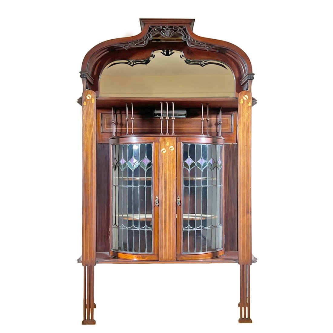 CARVED & INLAID ART NOUVEAU CABINET (1 of 15)