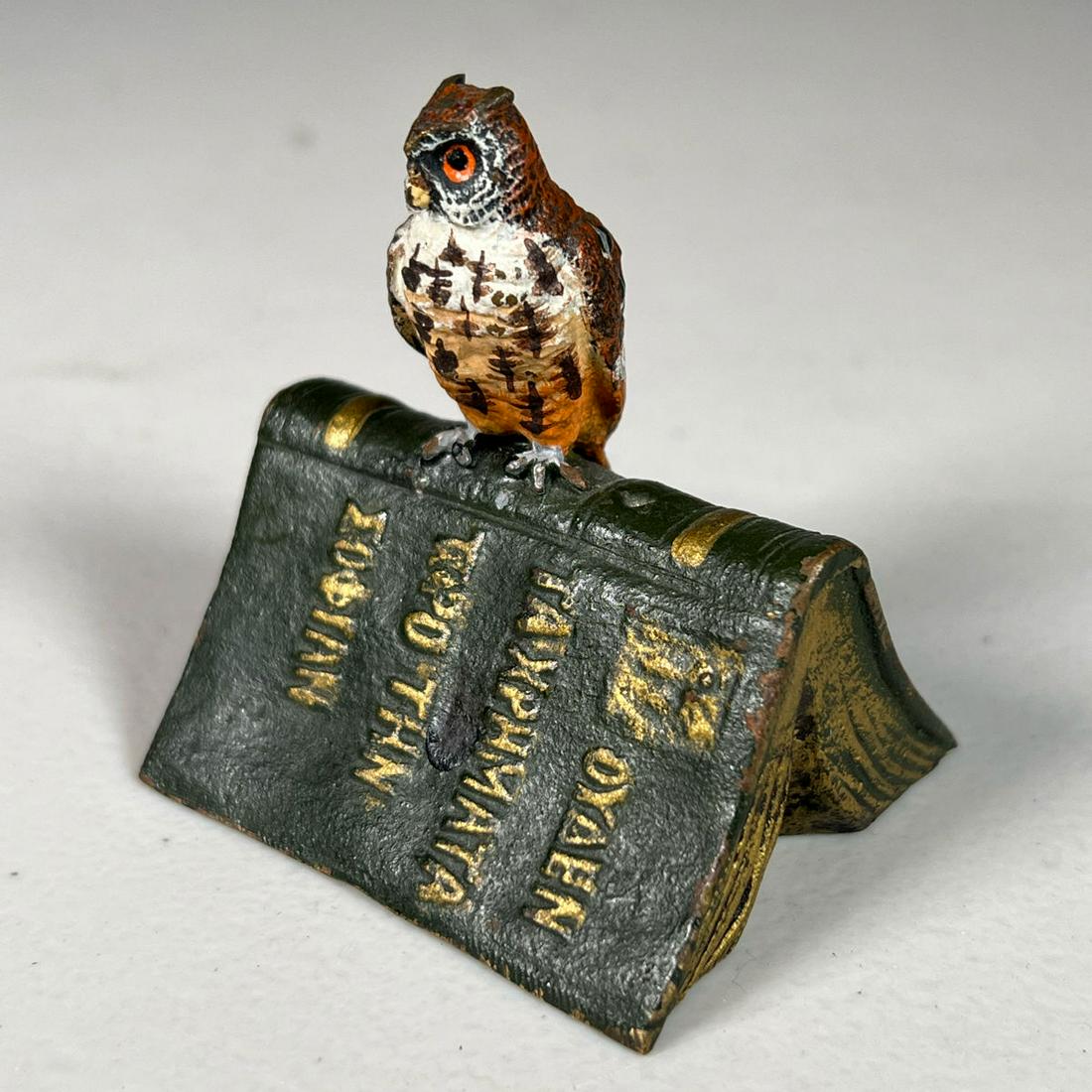 CAST IRON PAINTED OWL FIGURINE (1 of 9)