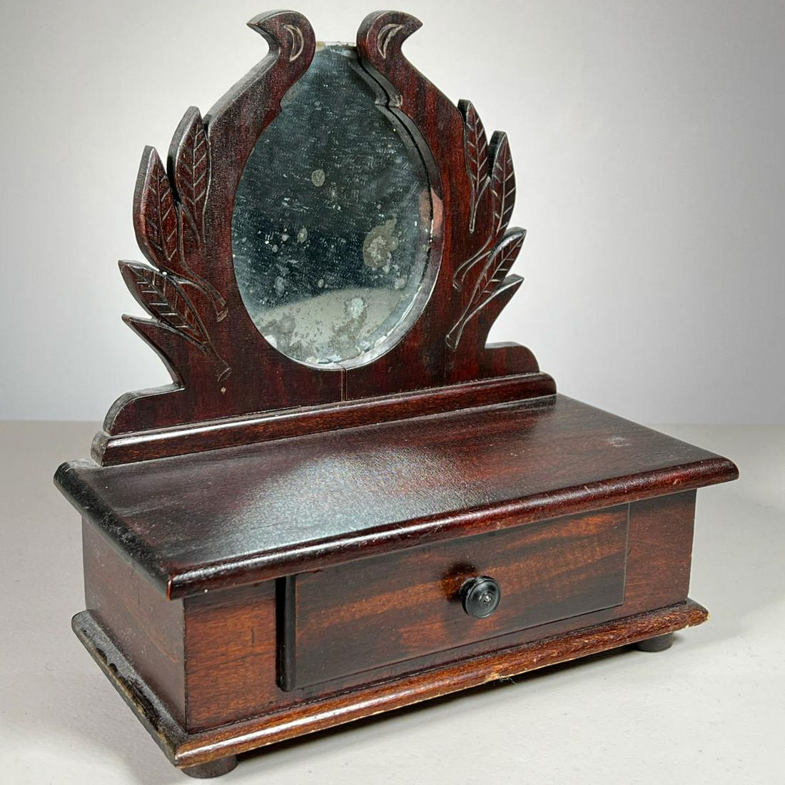 CARVED DRESSER BOX WITH MIRROR (1 of 12)