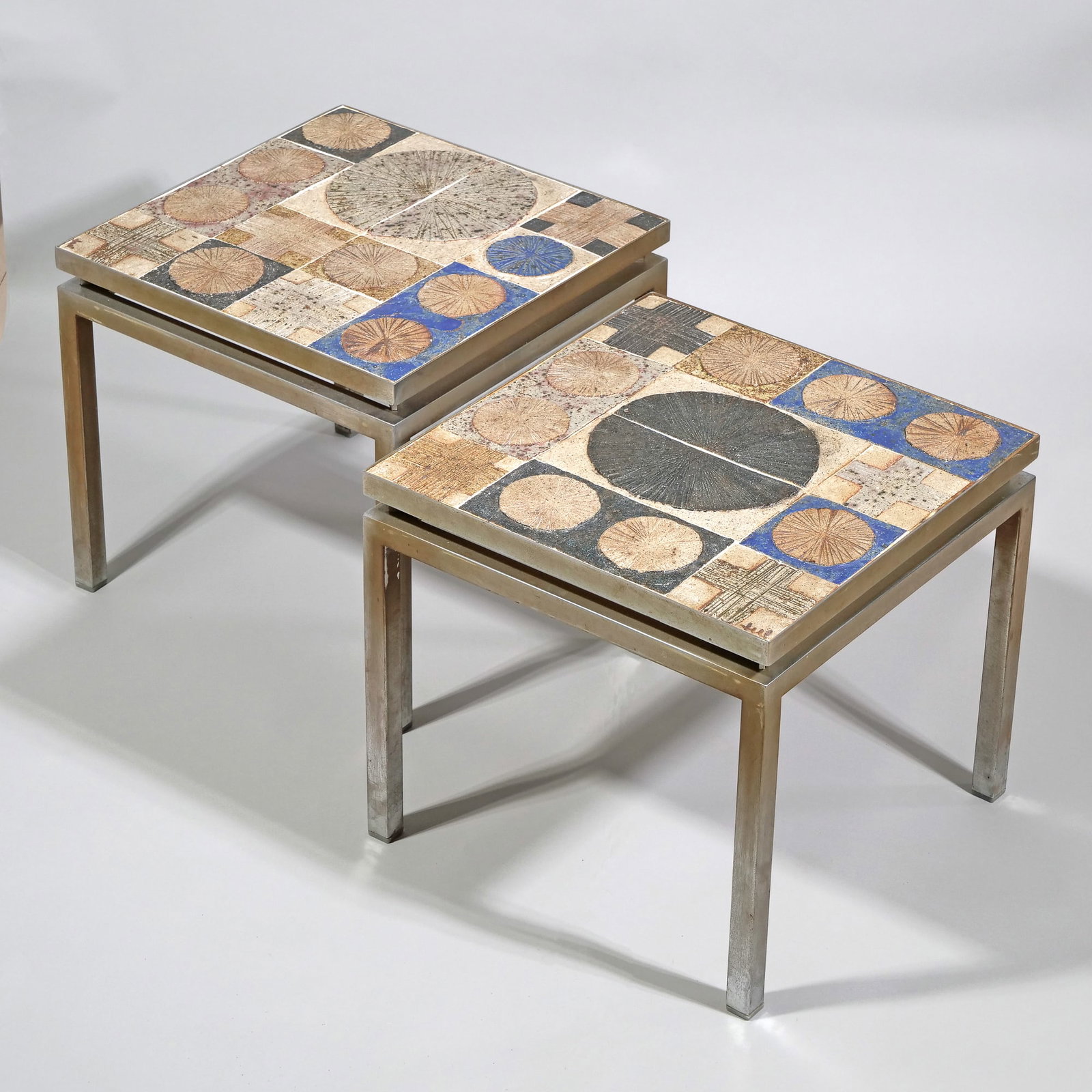PAIR TUE POULSON OCCASIONAL TABLES: l. 17.25 x w. 17.25 x h. 15.75 in. Provenance: Property of a Greenwich, CT lady Inventory Code: 3N-6