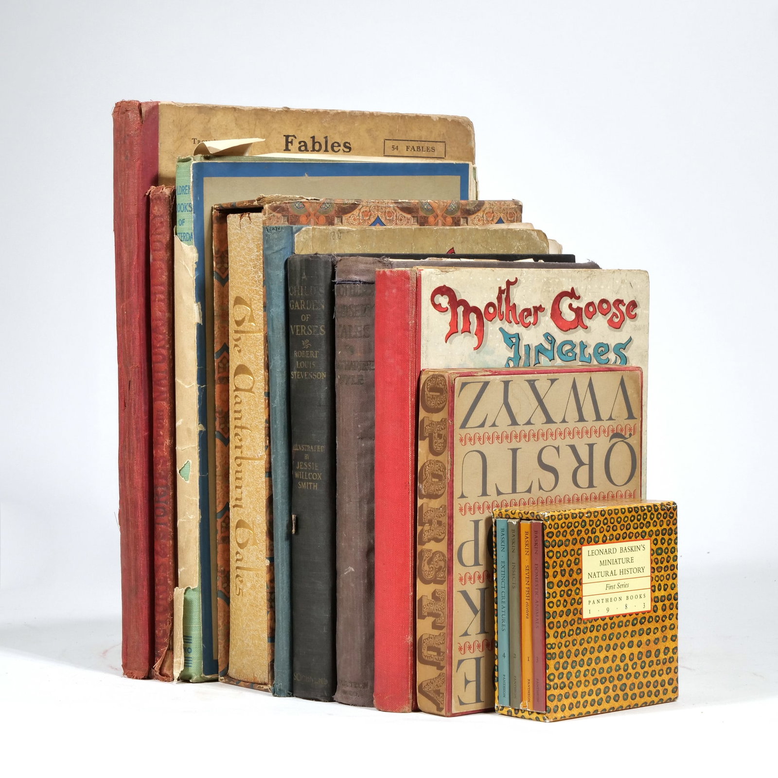 CHILDREN'S BOOKS: Including: Leonard Baskin's Miniature Natural History, first series; ABC Gem Box designed by Kurt H. Volk; A Children's Garden of Verses by Robert Louis Stevenson; The Canterbury Tales in a slip case;
