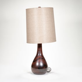 MID CENTURY KAMAGONG TURNED WOOD LAMP