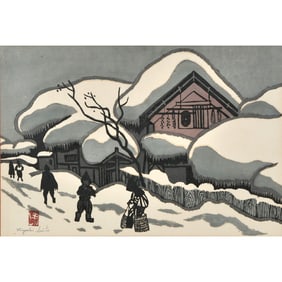 KIYOSHI SAITO (1907-1997) SNOW SCENE