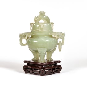 CHINESE CARVED JADE CENSER