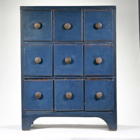 19th C. BLUE PAINTED APOTHECARY CABINET