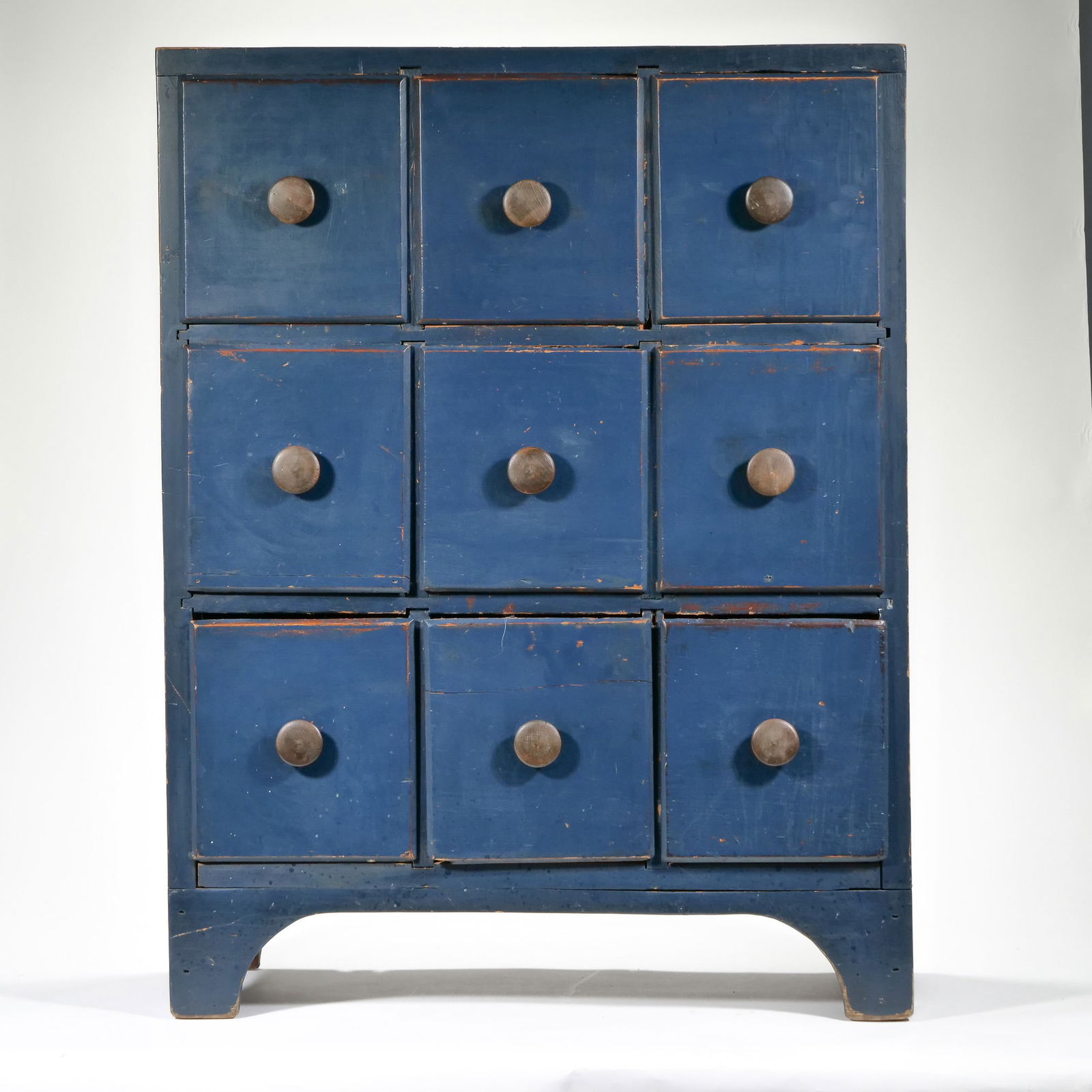 19th C. BLUE PAINTED APOTHECARY CABINET (1 of 12)