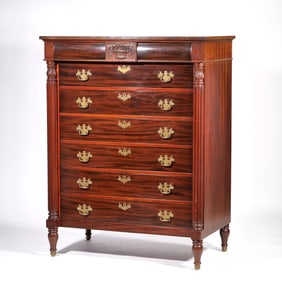 RARE BESPOKE A.H. DAVENPORT (CAMBRIDGE, MA) TALL CHEST