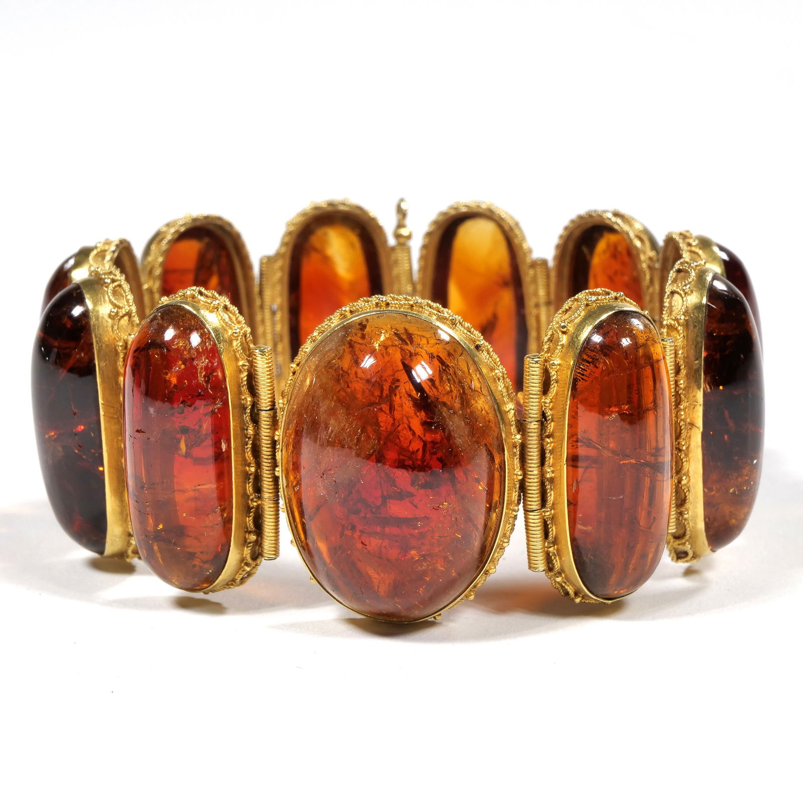 ANTIQUE AMBER TOURMALINE LINK BRACELET (1 of 14)