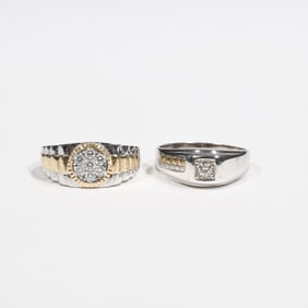 (2pc) MAN'S DIAMOND & 14K GOLD RINGS