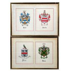(4pc) MARY HAMILTON CLARK, F.I.A.G.(ENGLISH, 20TH C) HERALDIC ARTIST