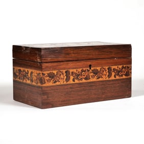 MICROMOSAIC MARQUETRY TEA CADDY