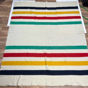 STRIPED HUDSON'S BAY WOOL BLANKET