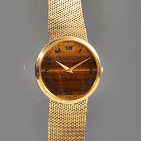 VINTAGE PIAGET 18K GOLD & TIGER'S EYE WRISTWATCH