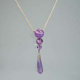 MCM AMETHYST ORB & GOLD PENDANT NECKLACE