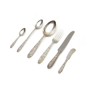 (85pc) STIEFF CHRYSANTHEMUM STERLING FLATWARE
