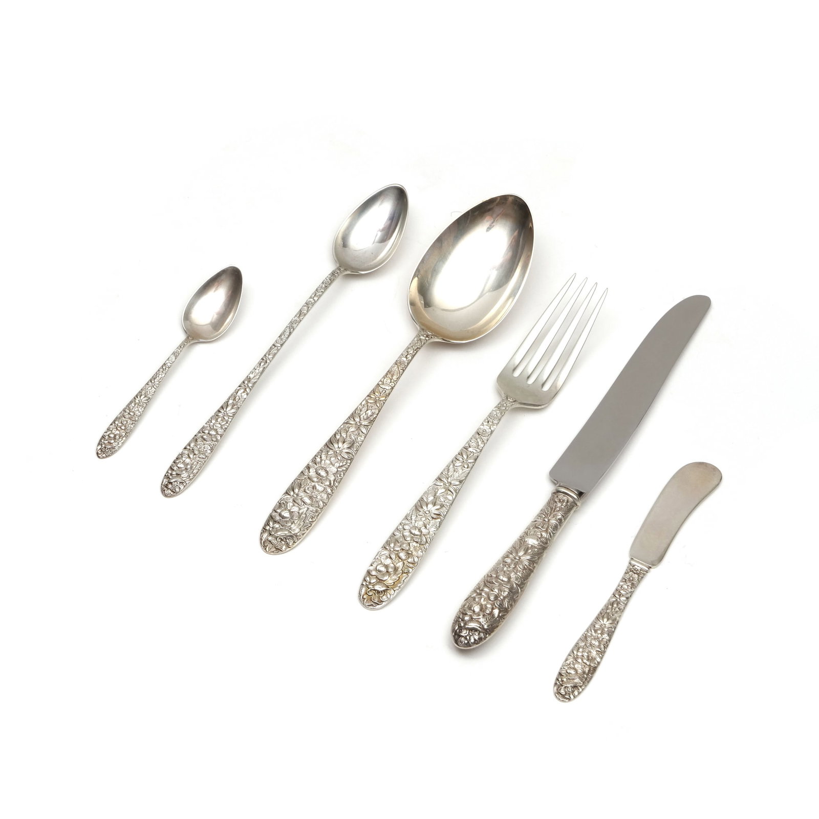 (85pc) STIEFF CHRYSANTHEMUM STERLING FLATWARE (1 of 11)