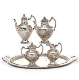 (5pc) GERMAN SILVER TEA & COFFEE SET