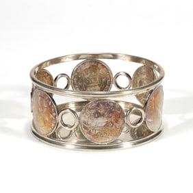 THOMAS MEISTER COIN MOUNTED SILVER WINE COASTER