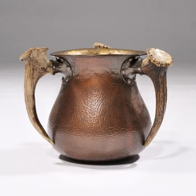 JOHN FRICK, NY HAMMERED COPPER ARTS & CRAFTS LOVING CUP