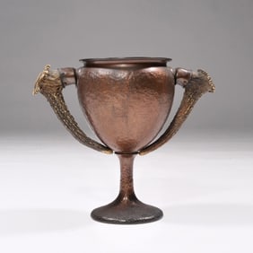 JOHN FRICK, NY HAMMERED COPPER ARTS & CRAFTS TROPHY CUP